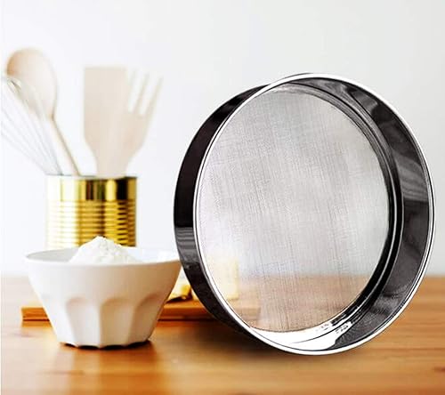 Miniatura 5 de Tamiz de malla fina, tamiz redondo de acero inoxidable para hornear, tamiz de harina, malla 40 de 8 pulgadas y malla 60 de 6 pulgadas, 2 unidades