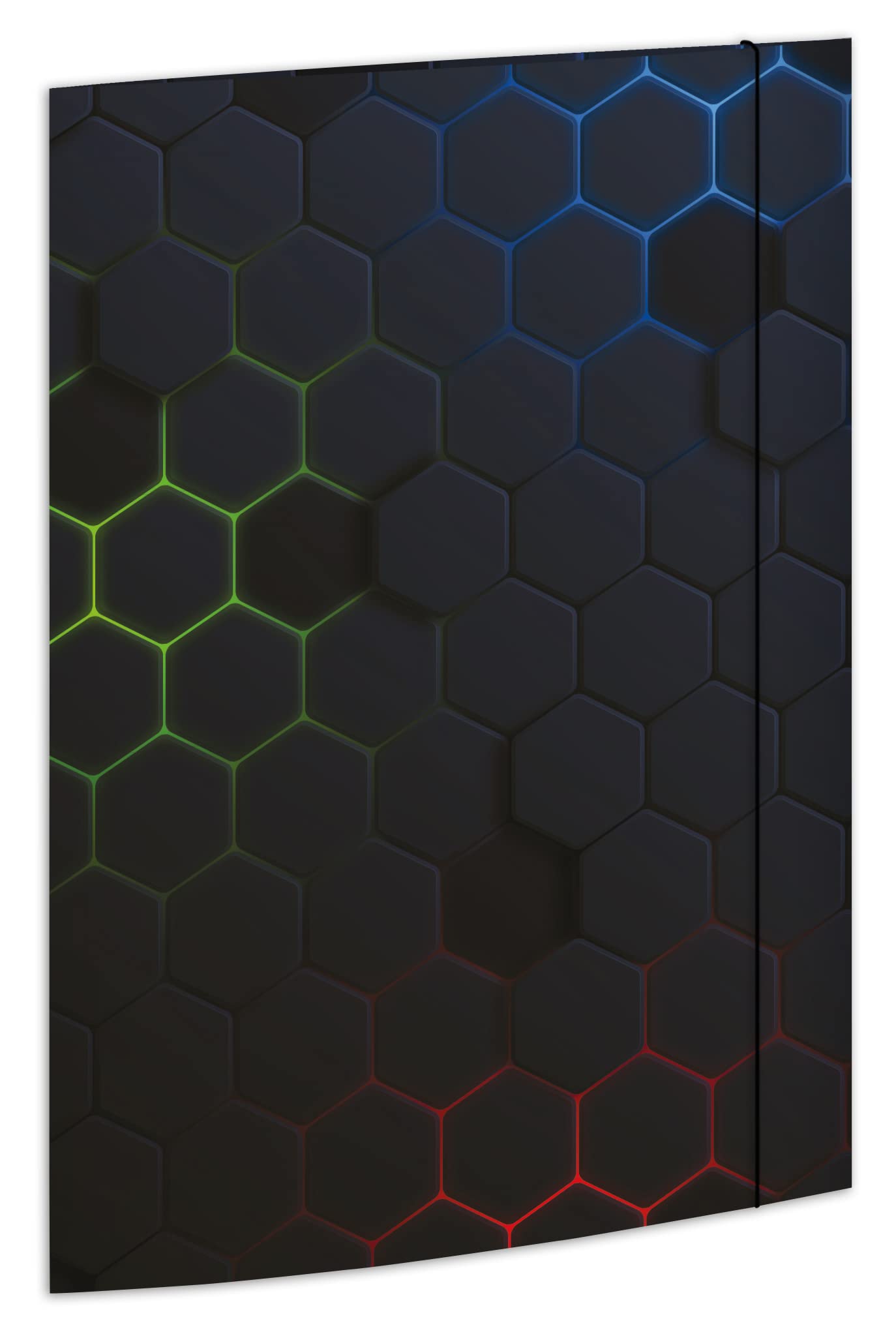 RNKVERLAG Sammelmappe Hexagon 240 x 330 mm – DIN A4, Gummizug, 3 Einschlagklappen