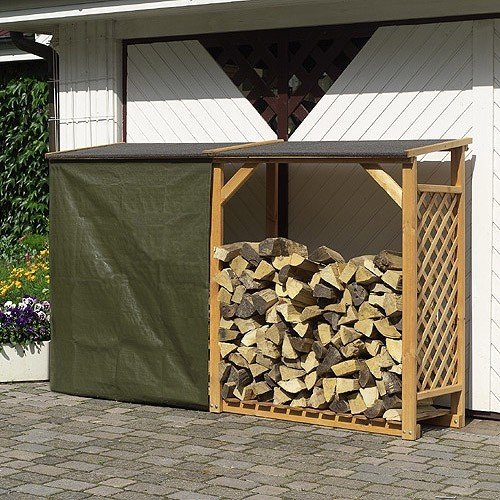 Preisvergleich Produktbild Promadino Kaminholzregal Speyer mit Wetterschutz, honigbraun