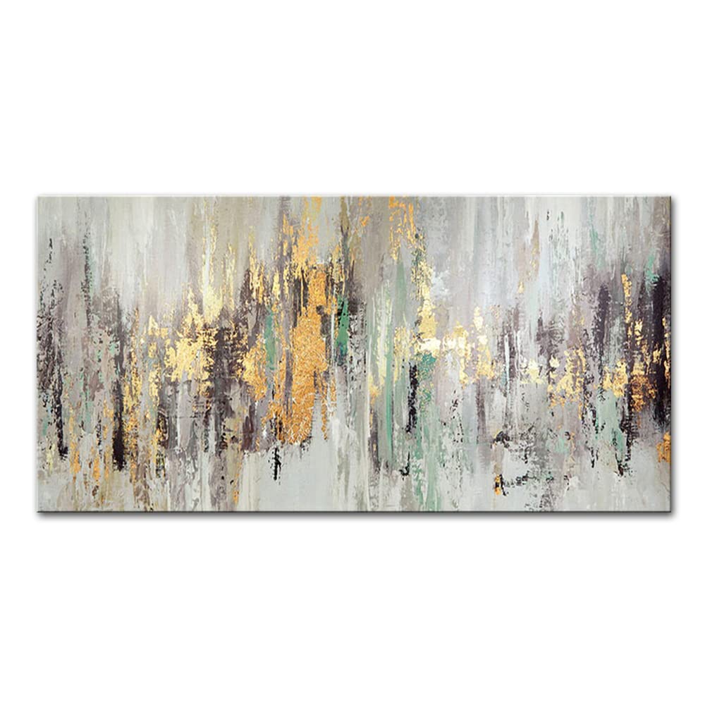 Mintura Handgemaltes Kunstwerk, abstrakte Zeichnung, Wandkunst, Bild, Wohnzimmer, Heimdekoration, Ölgemälde auf Leinwand, 70 x 140 cm, ungerahmt