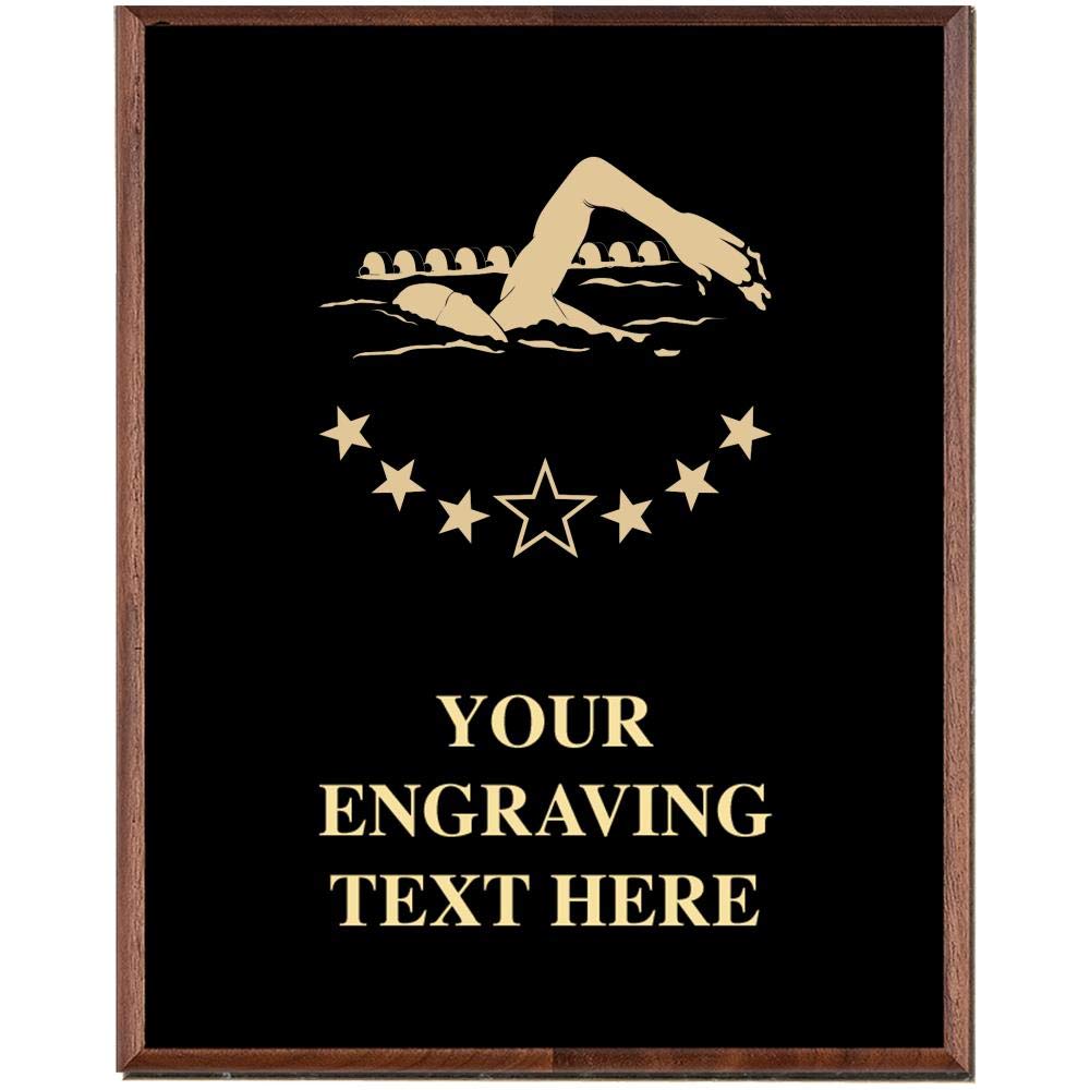 Crown Awards Swimming Plaques, Custom Engraved Male Swimming Trophy Plaque Award, Great Customizable Swim Team Gift Prime