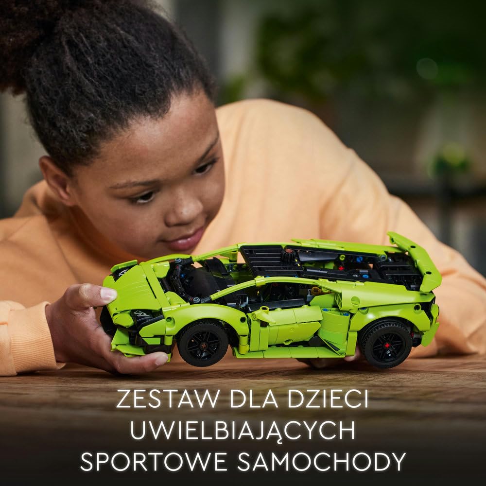 LEGO 42161 Technic Lamborghini Huracán Tecnica, zabawkowy model samochodu sportowego z klocków do zbudowania dla dzieci, pomysł na prezent dla chłopca, dziewczynki i fanów motoryzacji