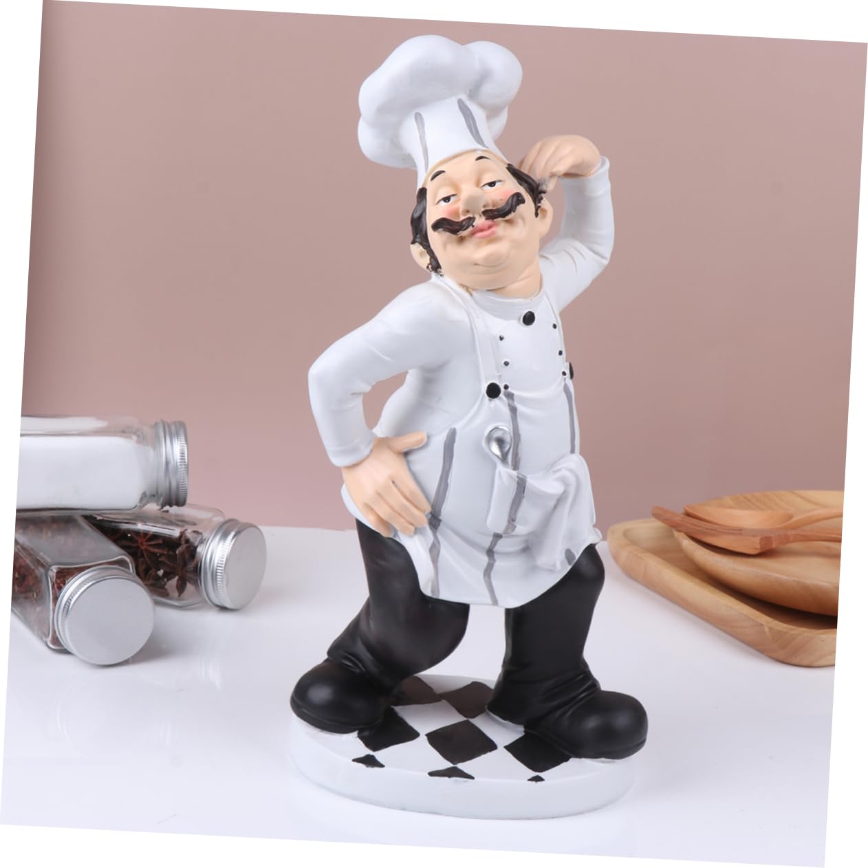 Zerodeko Ornamento dello Chef in Resina a Forma di Statuetta Europea, Decorazione Stabile per Cucina, Casa, Ristorante e Pasticceria, Figurina Divertente da Collezione per Tavolo
