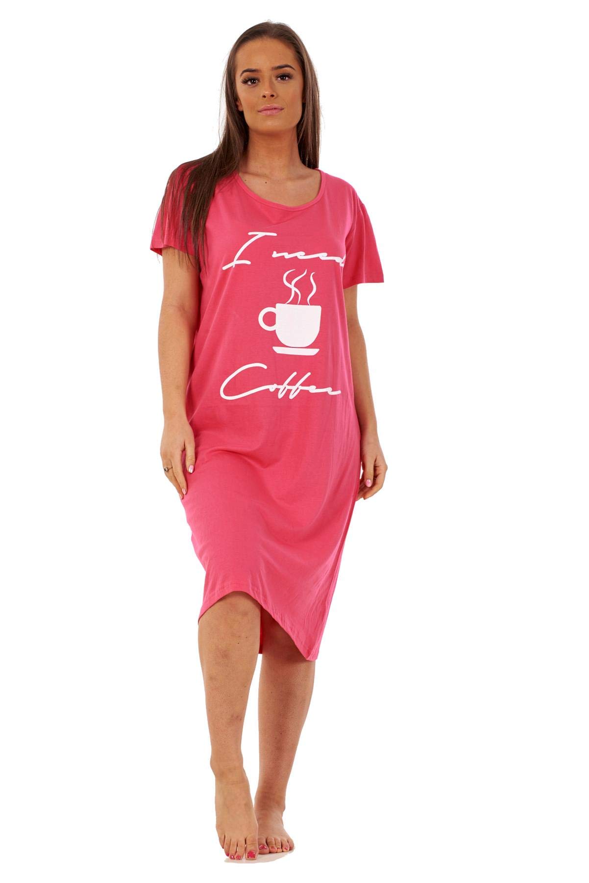 Malay Ladies Nightdress Round Neck Printed Words Short Sleeve Nightie Nightshirt M-XXL