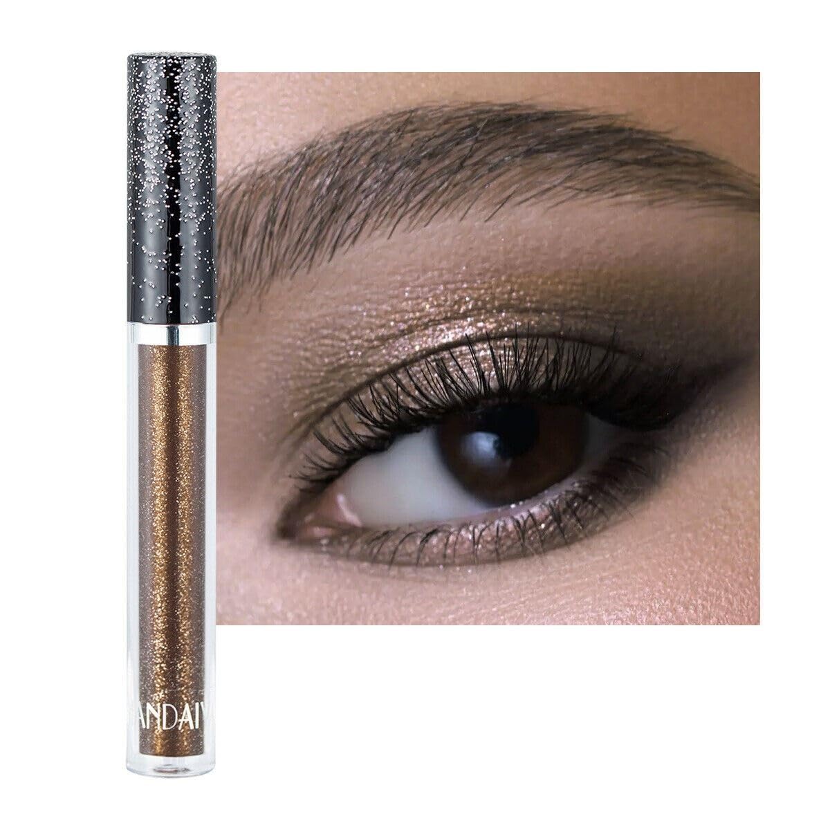 Metallic Liquid Glitter Eyeshadow Stick, Dark Brown