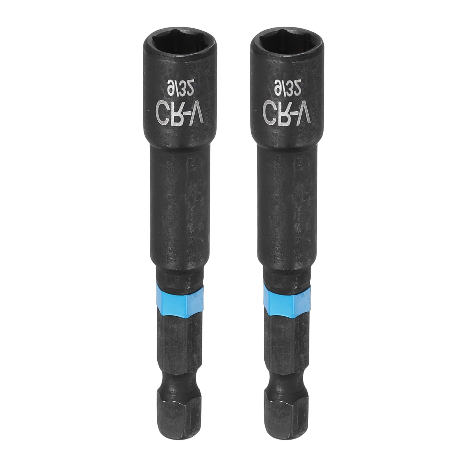 sourcing map 2pcs Nut Driver Drill Bit 9/32" Socket 1/4" Hex Shank 2.56" (65mm) Magnetic 6-Point Sockets Quick Change Cr-V Steel Bolt Setters for Power Drill Drivers