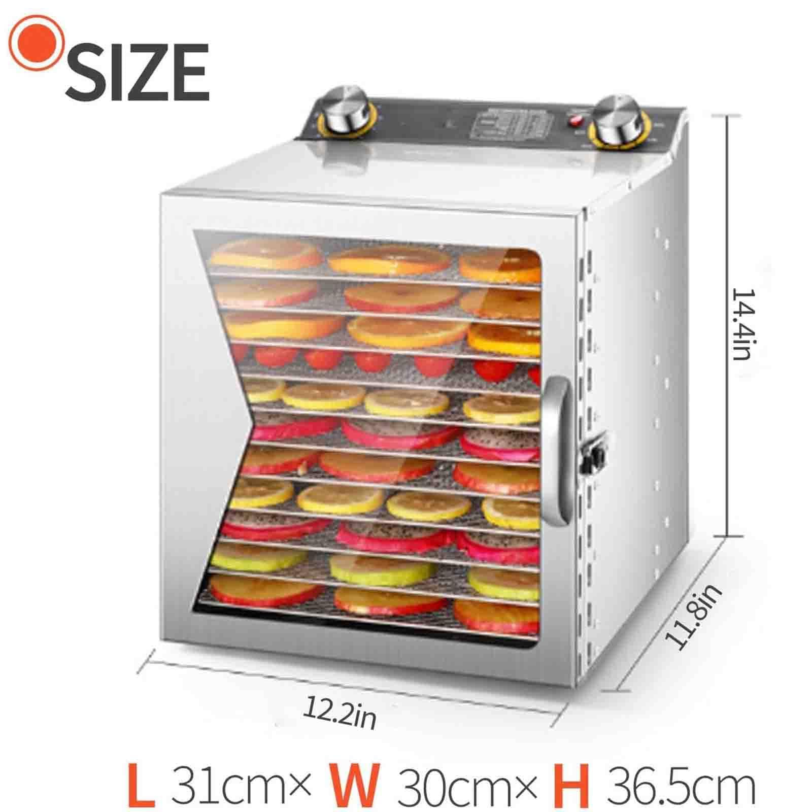 Secador comercial eléctrico de alimentos, deshidratador de alimentos de 400 W, máquina liofilizada de 12/18 capas, control de temporizador, rango de temperatura de 30 a 90 °C, para frutas, verduras