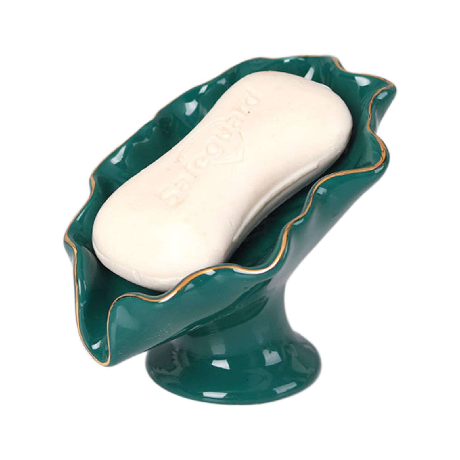 Portasapone Portasapone ， Scolasapone Portasapone Stile Foglie d'Acero Europeo, Portasapone in Ceramica for Saponetta, Portasapone in Porcellana, Portasapone, for la Decorazione del Bagno-Verde Scuro-