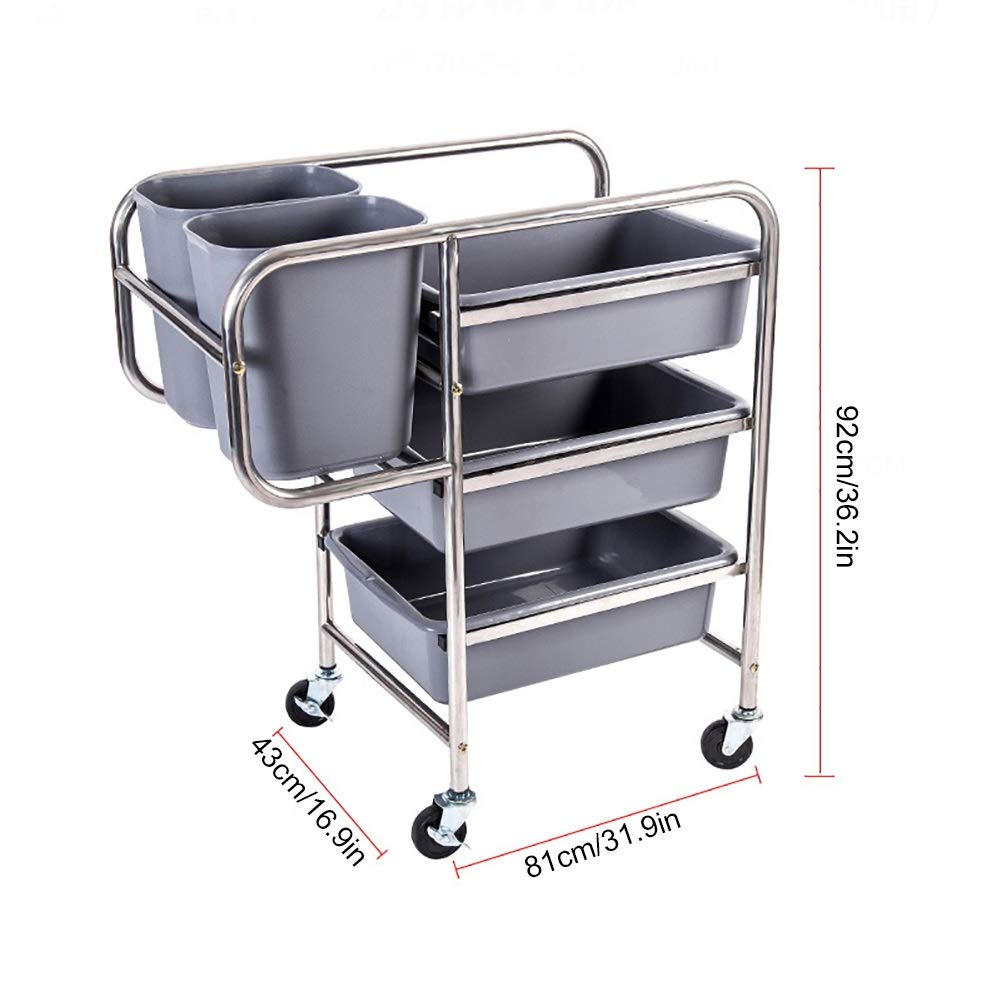Carrello multiuso a 3 ripiani in acciaio inox, versatile carrello da cucina e carrello da portata con freno, soluzione ideale per casa, ristorazione e bellezza, grigio
