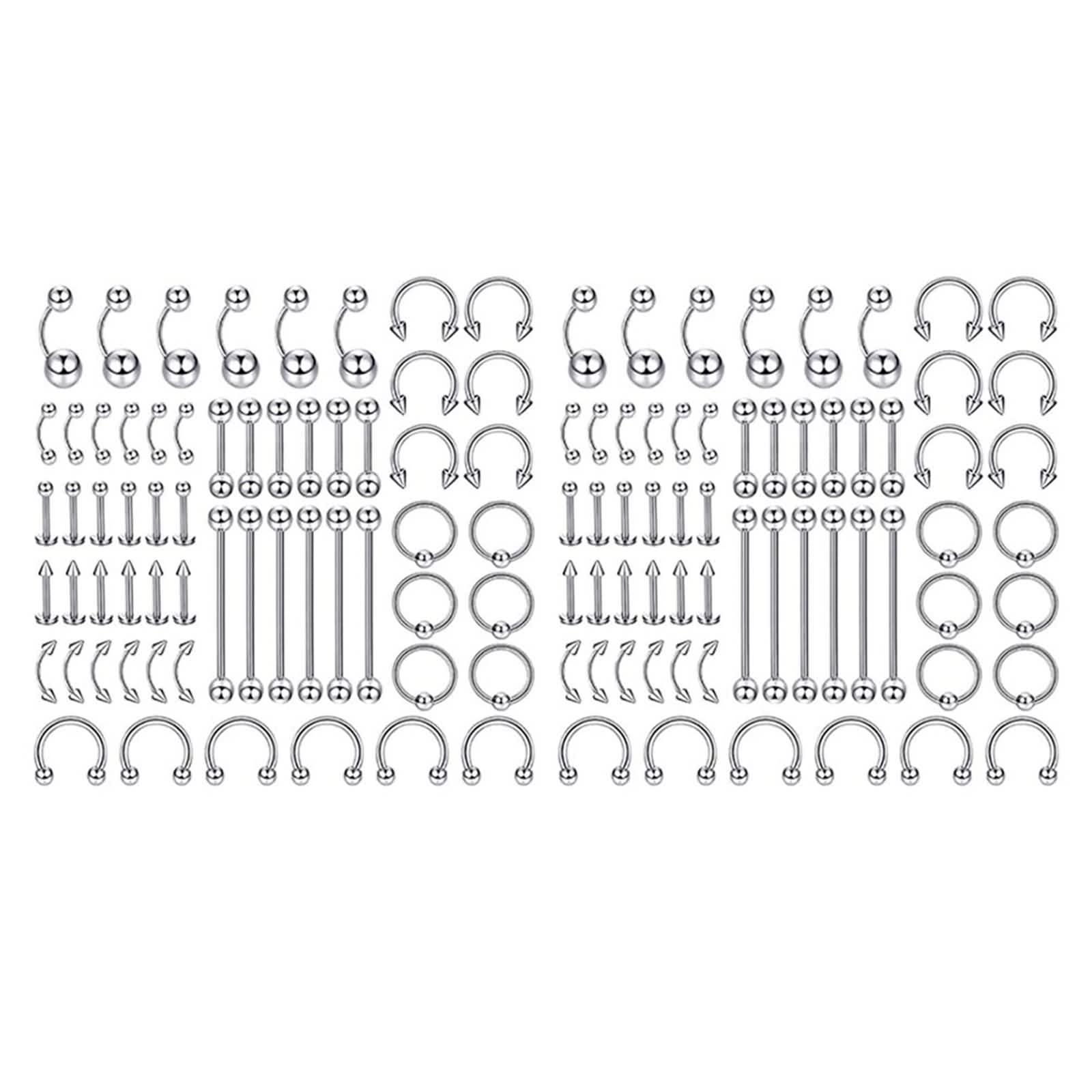 Nose Piercing Silver, Augenbrauen Piercing Titan Einzigartiges Design Poliert Schmuck Zunge Nase 120 Stück Damen Geschenk