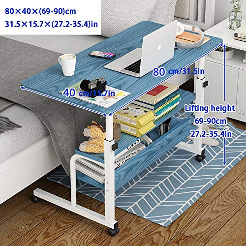 Stahlrohr Höhenverstellbarer Tisch mit Gelbe Dichtetafel,Höhenverstellbar, Rollen, USB, Drehbar,Nachttisch für Laptop-Schreibtisch, Lesen, Füttern