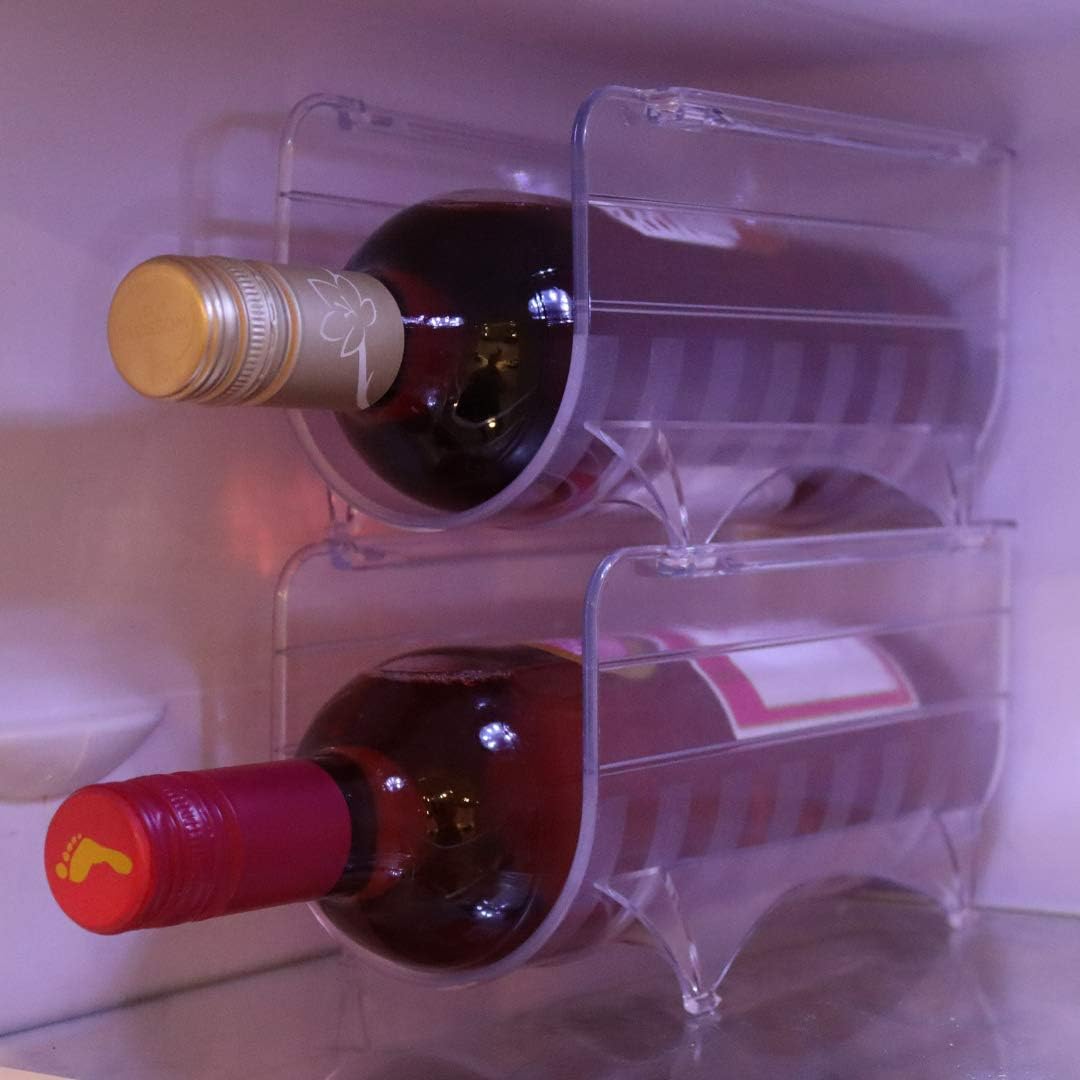 Wine Rack for Fridge, Wine Holder for 2 Bottles, Stackable Wine
