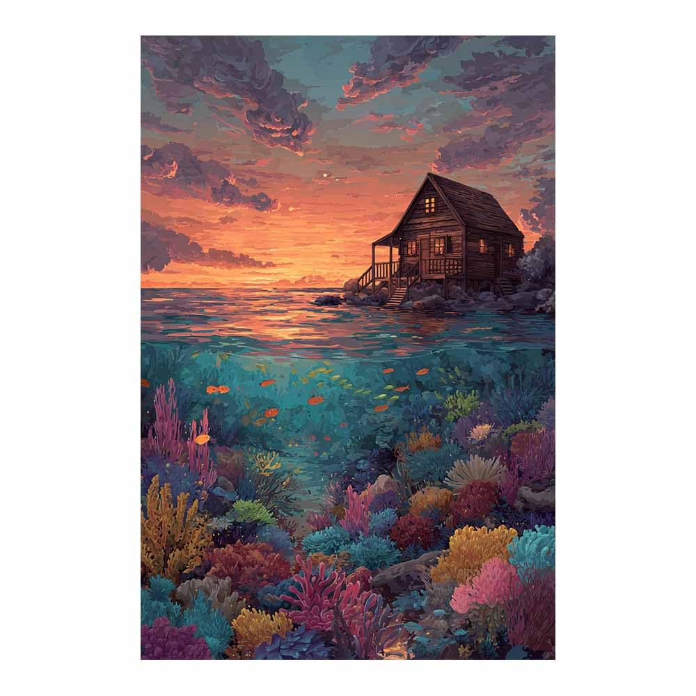 Toile mer moderne abstraite pour décorer un grand mur vide CUDAOO 70x100 - 7