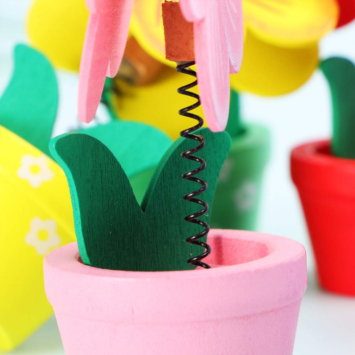 ABOOFAN 18 Pcs Memo Board Clip Flower Pot Table Menu Wooden Memo Clips Card Photo Holder Flower Pot Card Holder Table Holder Stand Vintage Wooden Note Clip Picture Bamboo Child Business