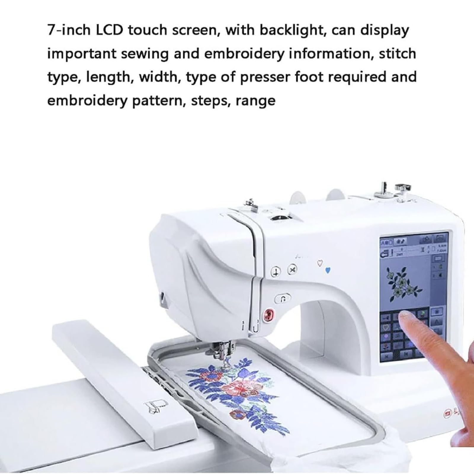 Machine à coudre numérique, machine à broder électrique automatique avec zone de broderie, 158 motifs intégrés et 210 lettres intégrées pour un usage domestique