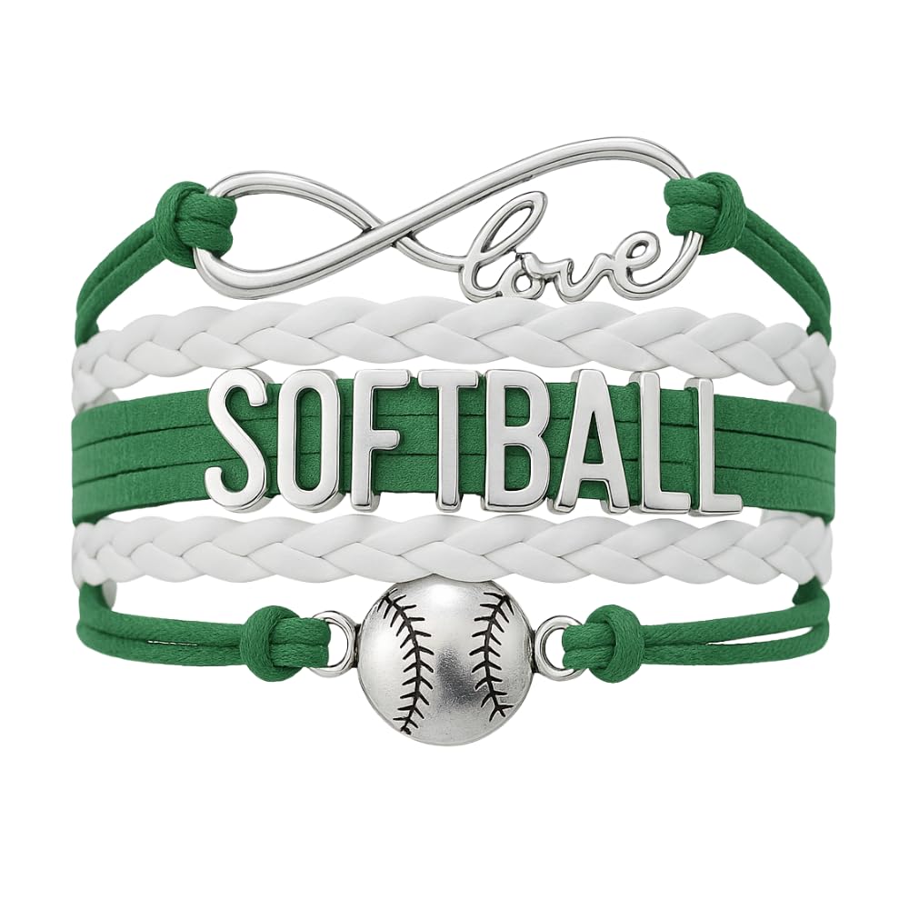 Softball Infinity Charm Bracelet- Softball Jewelry - Adjustable Bracelet for Softball Player, Team and Coaches Gifts