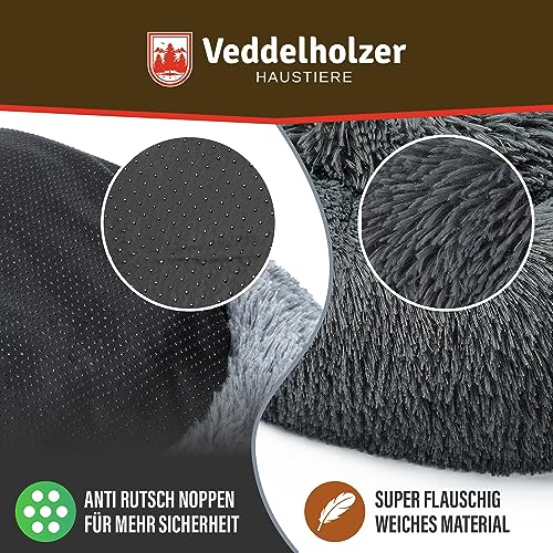 Veddelholzer Ø 60 cm (S) Dunkelgrau Hundebett Katzenbett Hundekissen Hundebetten in mehreren Größen Hundebett große mittelgroße kleine Hunde waschbar in hellgrau und dunkelgrau für alle Hunde & Katzen