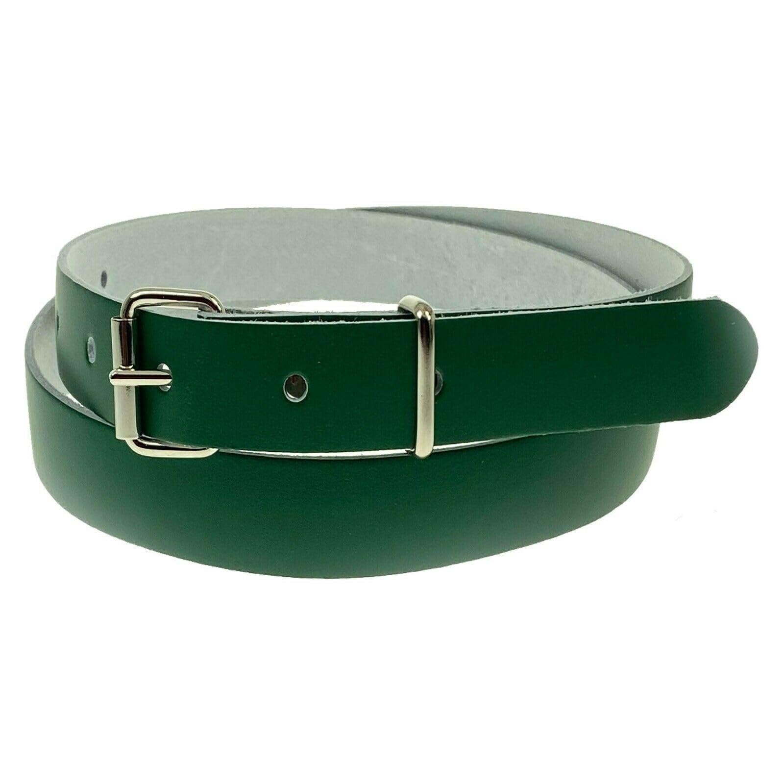 BULLET 69 LADIES WOMEN'S 20MM THIN SKINNY 100% LEATHER WAIST BELT[Dark Green,Small 28"-32"]