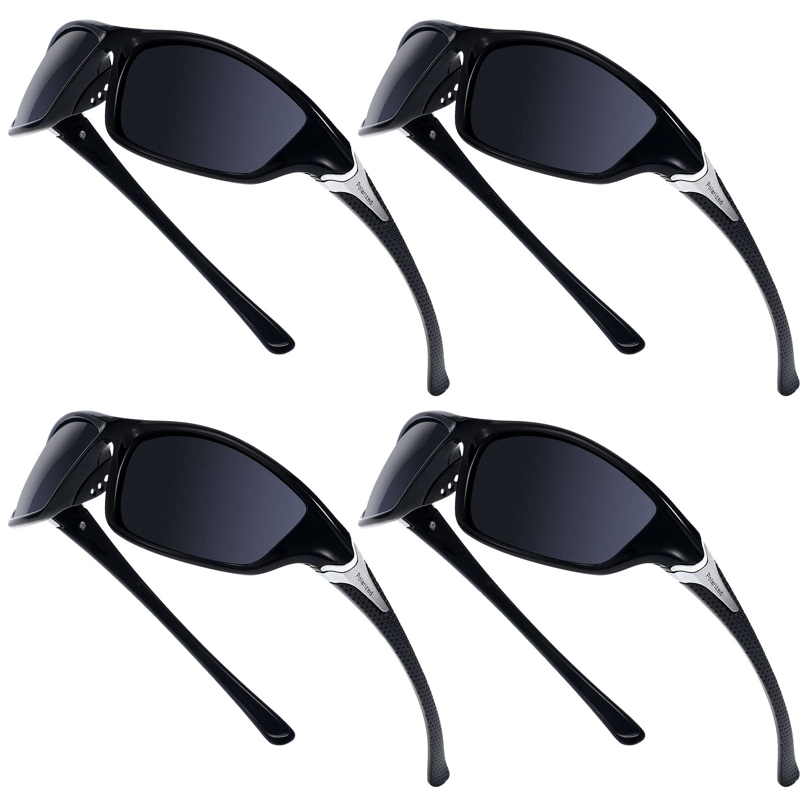 TOODOO 4 Pairs Men Polarized Sunglasses with UV Protection Driving Glasses Sports for Sport Outdoor Activities