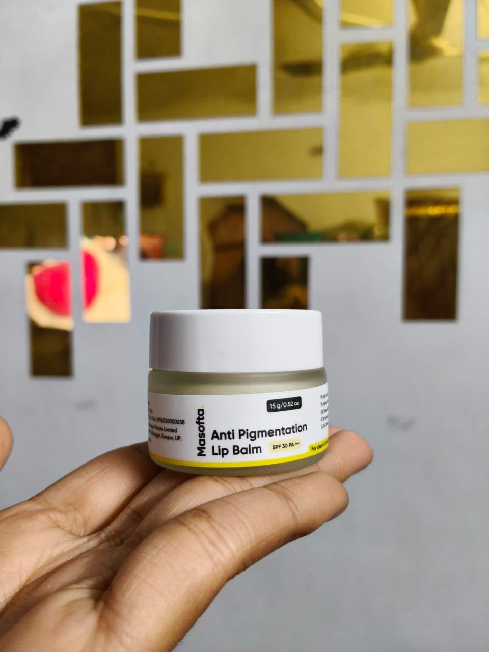 Masofta Shea Butter Lip Balm with Kojic Acid, Alpha Arbutin & Shea Butter for Smooth, Crack Free & Clear Lips, SPF 30 PA++, For Men & Women, 0.52 oz/15GMS
