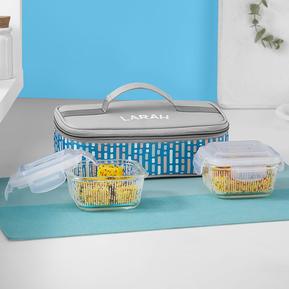 Larah Glass Lunchbox - Leakproof & Microwave Safe -1