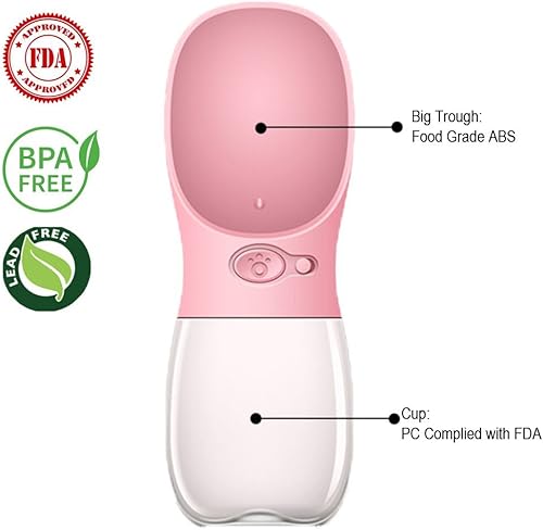 Miniatura 31 de MalsiPree Dog Water Bottle, Leak Proof Portable Puppy Water Dispenser with Drinking Feeder for Pets Outdoor Walking, Hiking, Travel, Food Grade