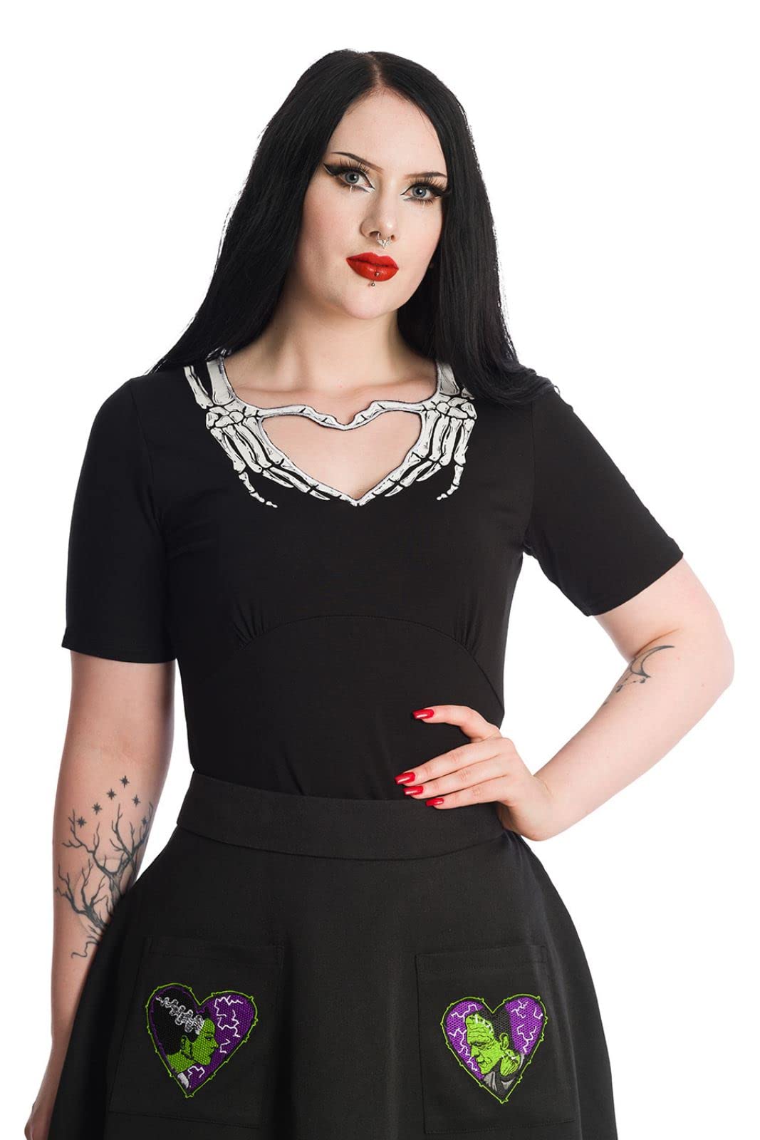 Ro RoxSkeleton Heart T-Shirt Cut-Out Underbust Gothic Alternative Keyhole