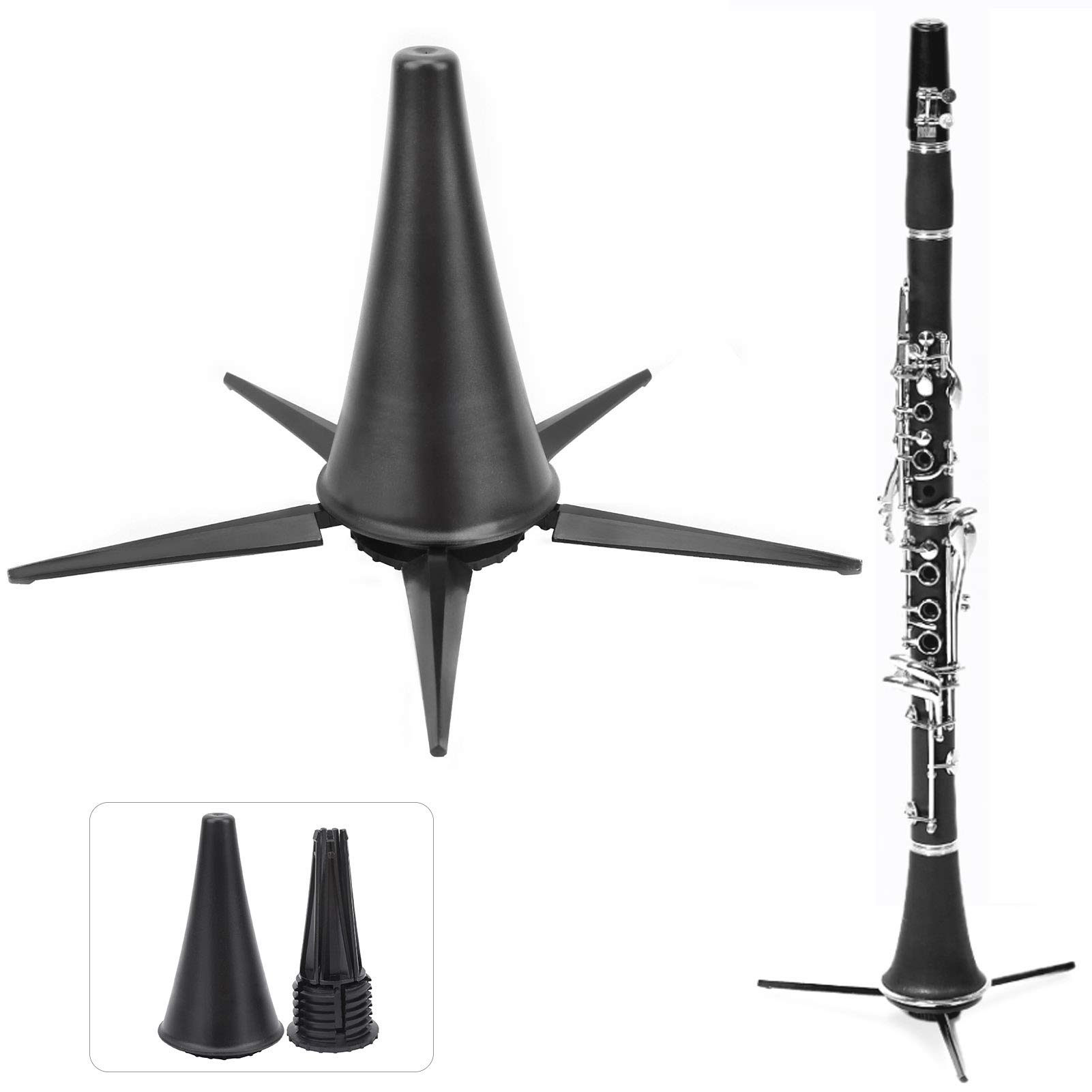 Velaurs Clarinet Stand, Portable Foldable Lightweight Tripod Stand Detachable for Wind Instrument