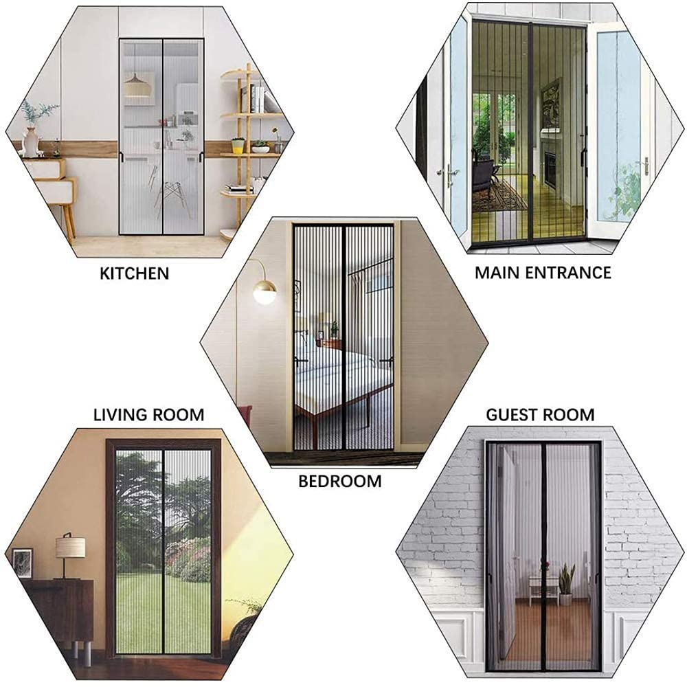 ZHhan Magnetic Insect Door Net Screen Door Bug Keep Insects Out Mosquito Fly Insect Mesh Guard 2 Colour 3 Sizes 8 Day Delivered Easy to Use for Balcony Sliding Doors Living Room(Black,90x210cm) - Image 4