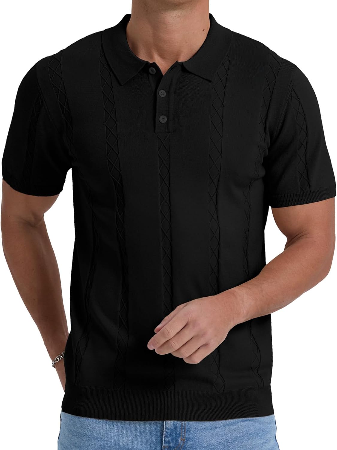 Sailwind Mens Knit Polo Shirts Short Sleeve Ribbed Textured Polo Shirt Casual Golf Shirts Collared T Shirt - Image 5
