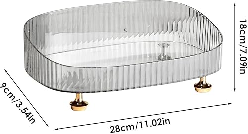 Miniatura 5 de Estuche de exhibición de cosméticos, organizador de perfume de maquillaje con cajones, bandeja de encimera de tocador de baño de diseño ovalado,
