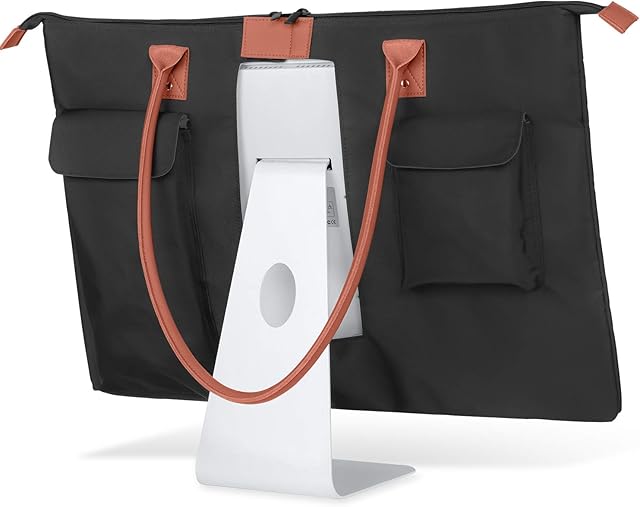 CURMIO Carrying Bag for Apple 27" iMac Desktop Computer, Travel Tote Bag Protective Shoulder Case with PU Leather Handle for 27" iMac Monitor and Accessories, Patented Design