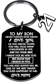 Inspirational 21st Birthday Gifts for Him Adults To My Son Keychain from Mom I Love You Gifts for Him Teen Boys Son in Law from Mother to Son Christmas Back to School Graduation Come of Age Gifts