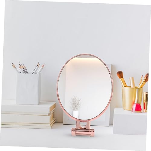 Miniatura 7 de FOMIYES Espejo de maquillaje plegable, espejo de tocador redondo, espejo de tocador para maquillaje, espejo de metal, espejo portátil de doble cara,