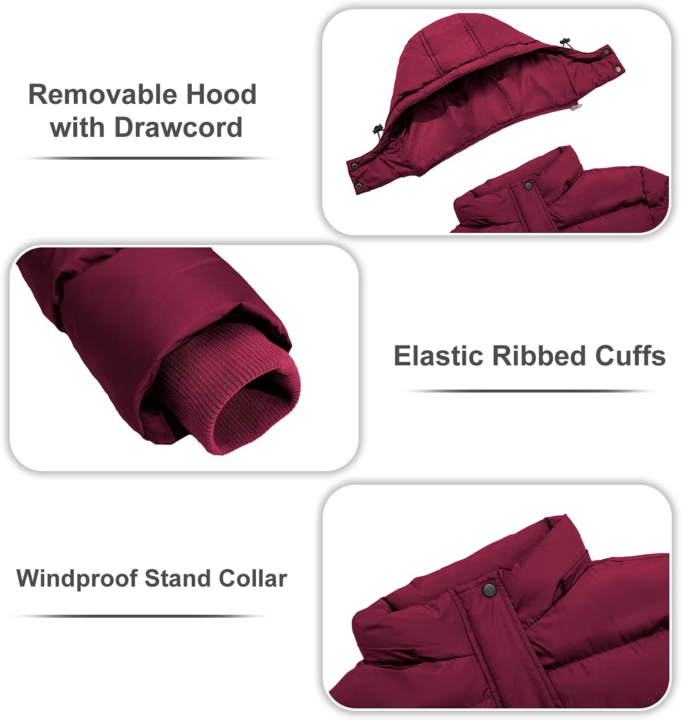 FARVALUE Women's Winter Coat Thicken Puffer Jacket Warm Bubble Coat with Removable Hood - Image 4