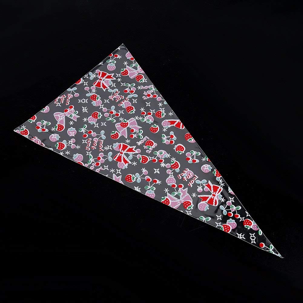 Nikou 50PCS Sweet Cone Bags, Cellophane Sweet Bags Clear Cone Shaped Treat Popcorn Bags Party Gift Bags with Cherry Twist Tie - Image 4