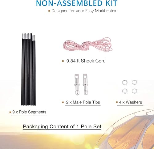 Miniatura 7 de Reemplazo de postes de aluminio para tienda, se adapta tanto a extremos femeninos como masculinos, kit de reparación ligero de poste de tienda,