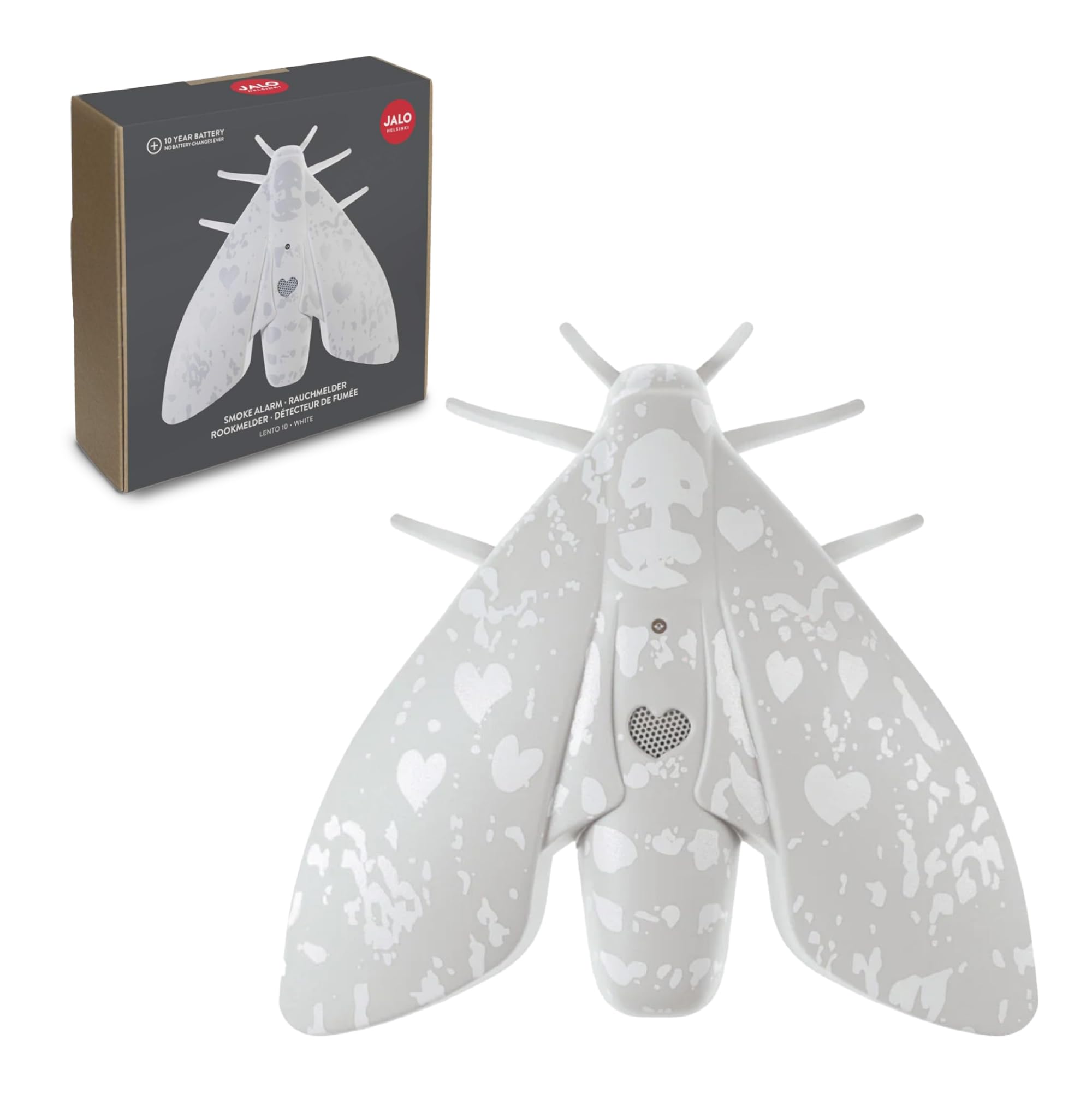 Jalo Grey Optical Smoke Alarm Lento 10 For Home - Fire Alarm 10 Year Lithium Battery Included - Scandinavian Design - Silver
