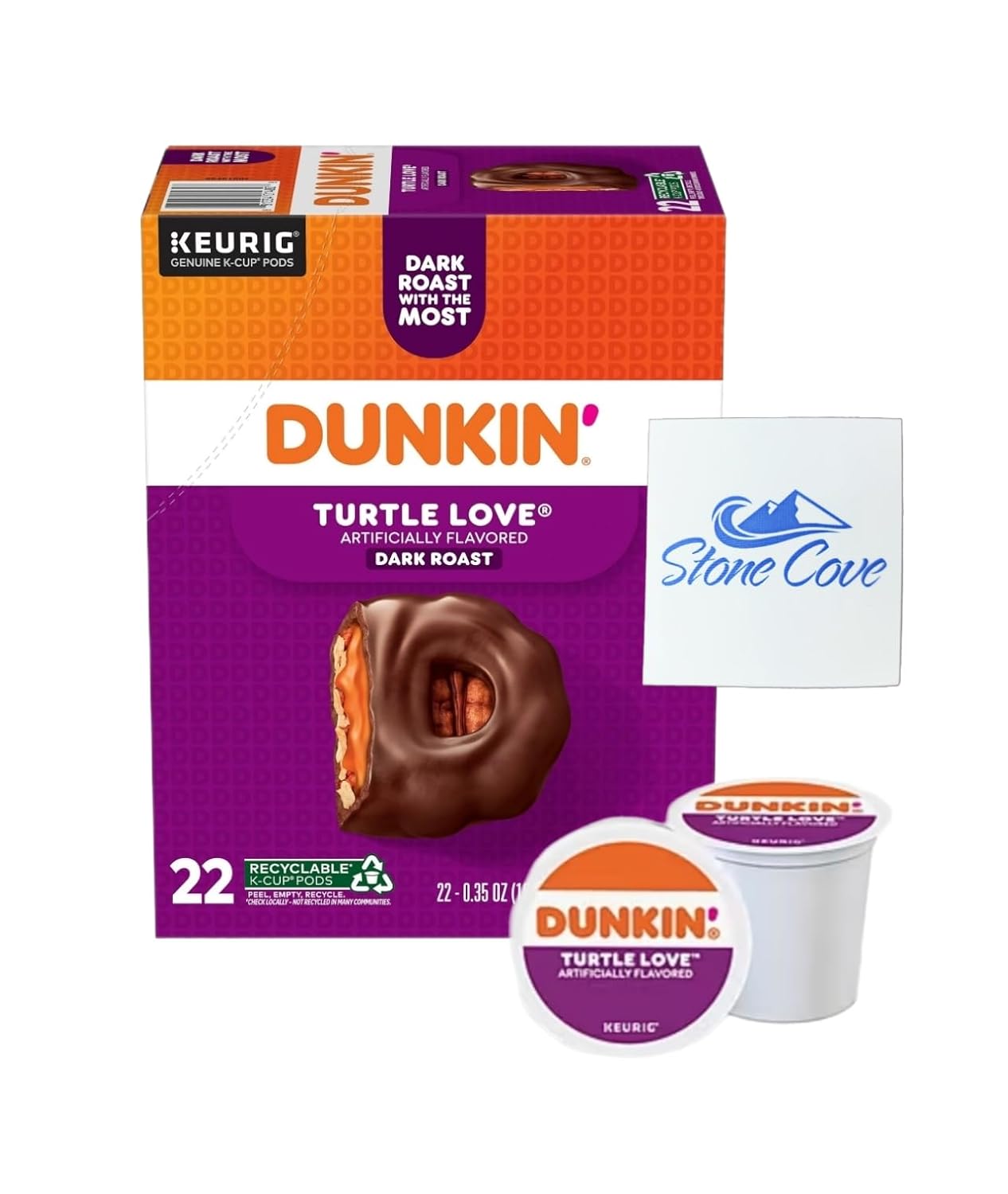 Dunkin Turtle Love Coffee K Cups Bundle with Stone Cove Fridge 22 Dunkin K
