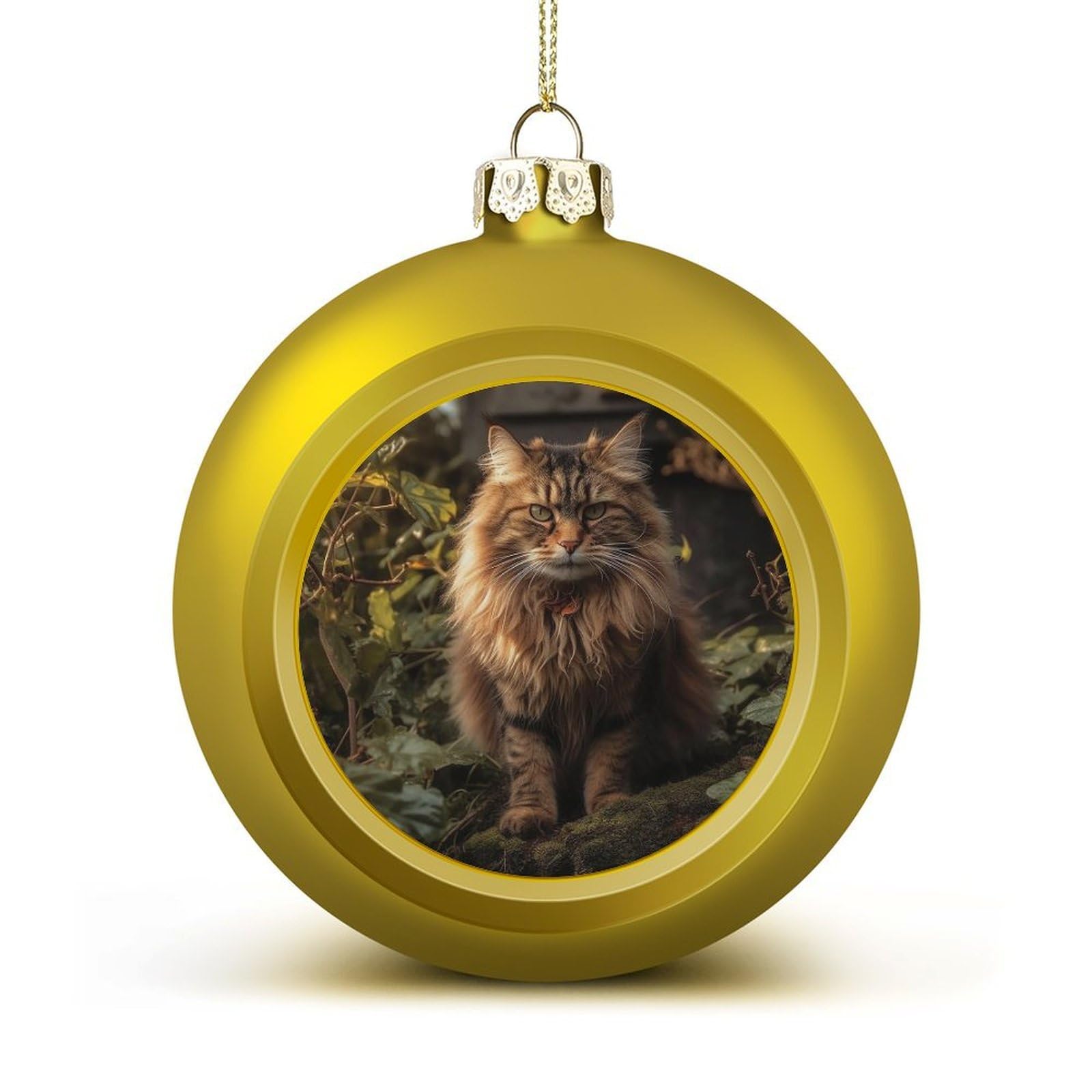 Cat Sitting in Bush Christmas Balls Ornaments for Xmas Christmas Tree 1.6" Hanging Shatterproof Xmas Balls Hanging Decor Pendants for Holiday Party Outdoor Indoor DIY Craft Supplies