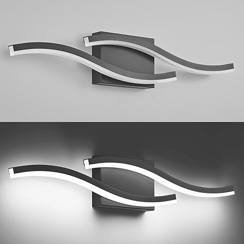 Vista 6 de PRESDE Barra de luz LED de tocador de baño de 24 pulgadas, accesorio negro moderno de la iluminación de la pared sobre el espejo regulable