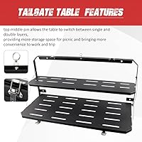 Vista 4 de Mesa plegable para puerta trasera de Ford Bronco, mesa plegable de acero para puerta batiente, estante de carga negro compatible con Ford Bronco
