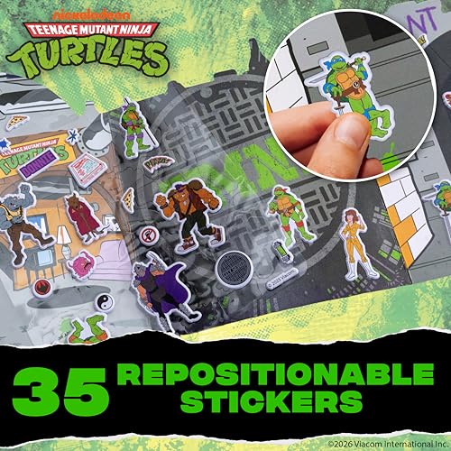 Image of Teenage Mutant Ninja Turtles Puffy Sticker Playset, Includes 30 Reusable TMNT Stickers & Double-Sided Play Scene, Classic Teenage Mutant Ninja Turtles Toys, Great Travel-Friendly Kids Activities