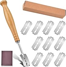 Bread Lame, KATUMO Premium Stainless Hand Crafted Lame Bread Tool with 10 Replacement Blades and Leather Protective Cover, Long Handle Design for Quick Homemade Bread Pancakes Biscuits Great Dough Scoring Tool Gift