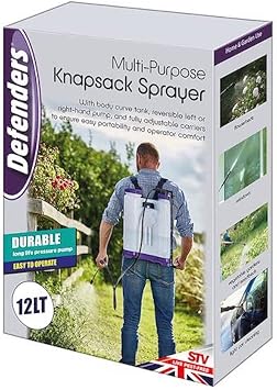 Defenders Knapsack Multi-Purpose Pressure Sprayer Backpack   12L, Ideal for Garden Plants, Lawns, Pesticides, Fungicides and Home Care