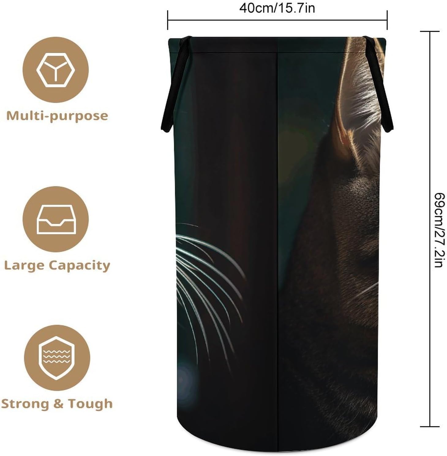 Tabby Cat Pictures Laundry Hamper Large Collapsible Laundry Basket with Handles Waterproof Clothes Hamper Portable Dirty Clothes Basket for Bedroom Laundry Room Closet Bathroom