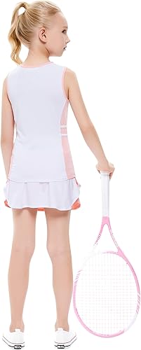 Miniatura 5 de Traje de golf y tenis para niños y niñas, vestido sin mangas, camiseta sin mangas, pantalones deportivos, con bolsillos cortos, 3-12 años