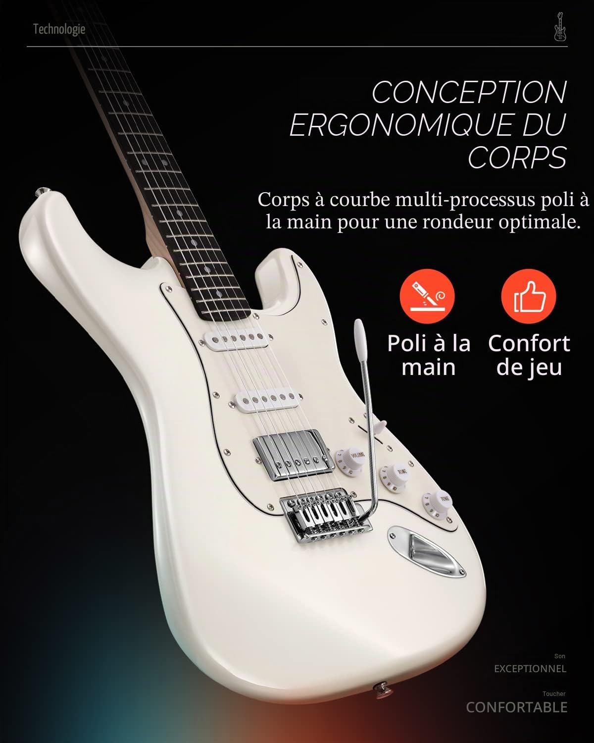 Donner Guitare électrique, kit de guitare électrique pleine grandeur HSS Pickup Coil Split, ensemble de guitares électriques pour adultes avec amplificateur, sac, accessoires, DST-152W blanc