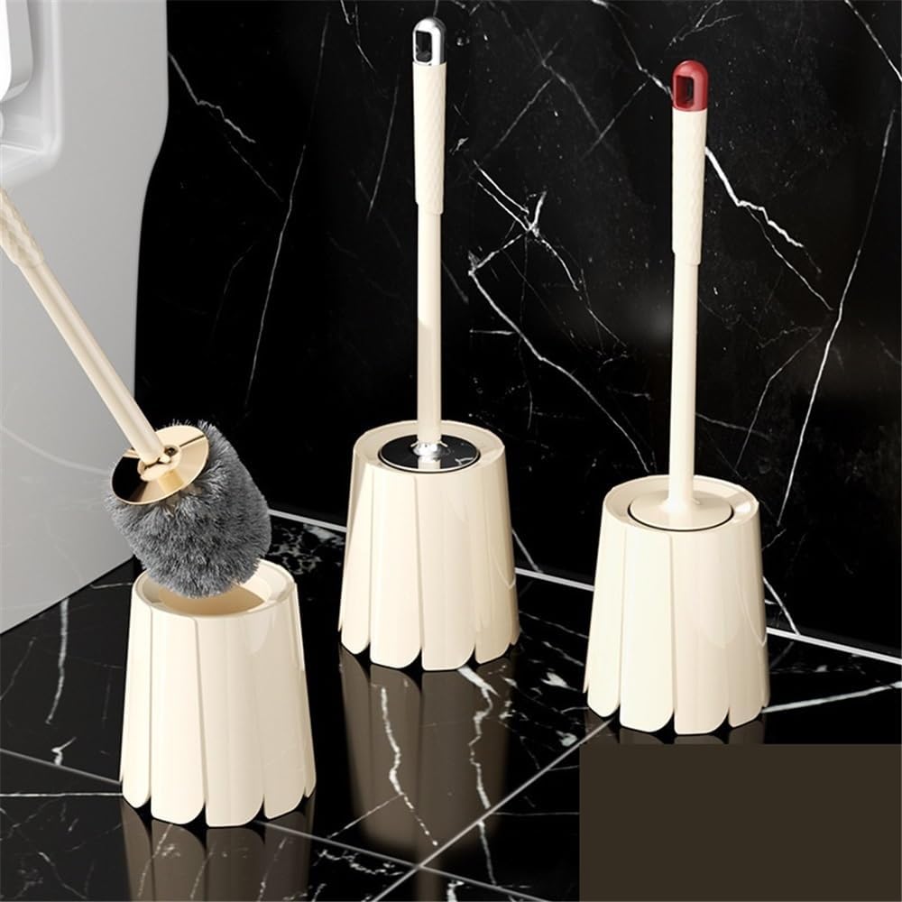 Toilet Brush Cleaning Toilet Brush Household Bathroom with Base Long Handle Toilet Brush and Holder(White)