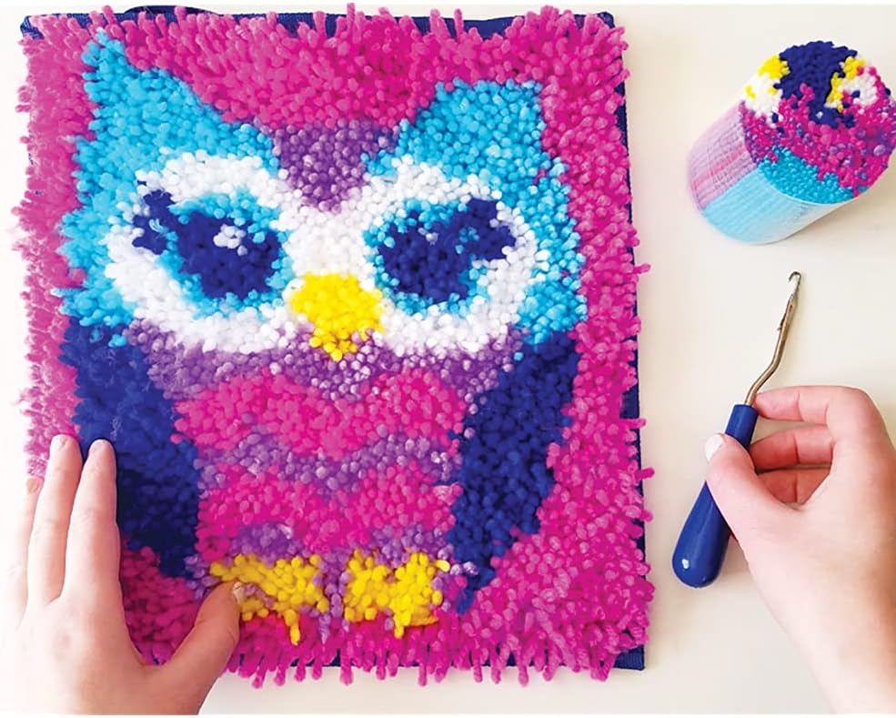 LatchKits Mini-Rug Sewing Kit The Classic Latch Hook Craft Kit - Owl